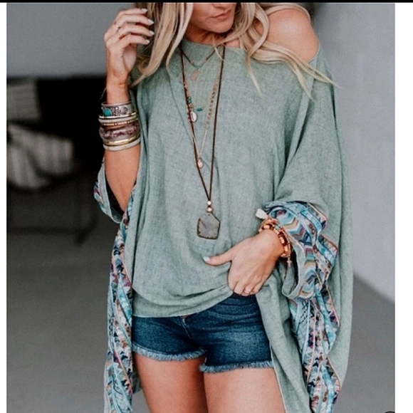 Madison Sweaters - ✨️ MADISON EMBROIDERY PULLOVER PONCHO TOP